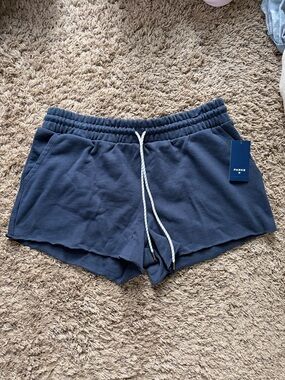 Parke x Target Women's Mid Rise Pull On Sweatshorts Navy Blue Drawstring NWT